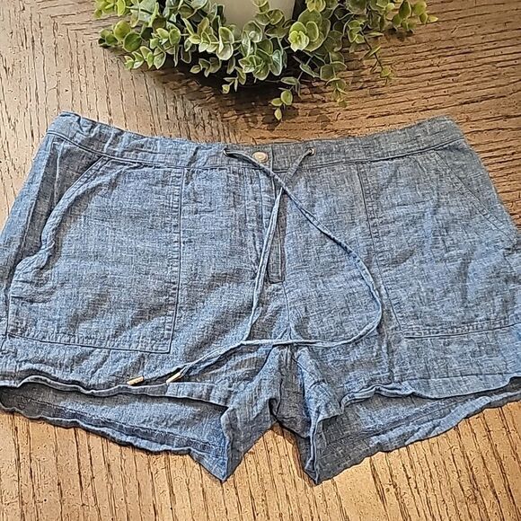 Denim linen Michael Kors shorts size 6 adjustable waist - Picture 10 of 10